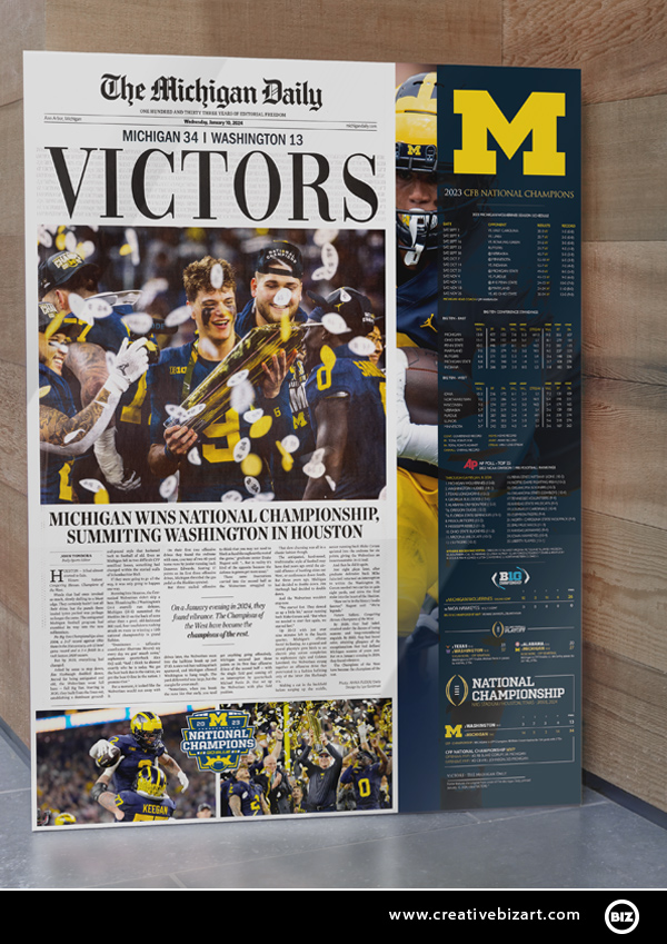 Michigan Wolverines 2023 NCAA College Football National Champions Glass Wall Frame memorabilia