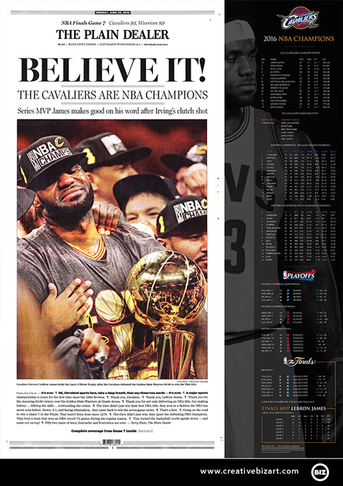 Cleveland Cavaliers Plain Dealer BELIEVE IT Frame