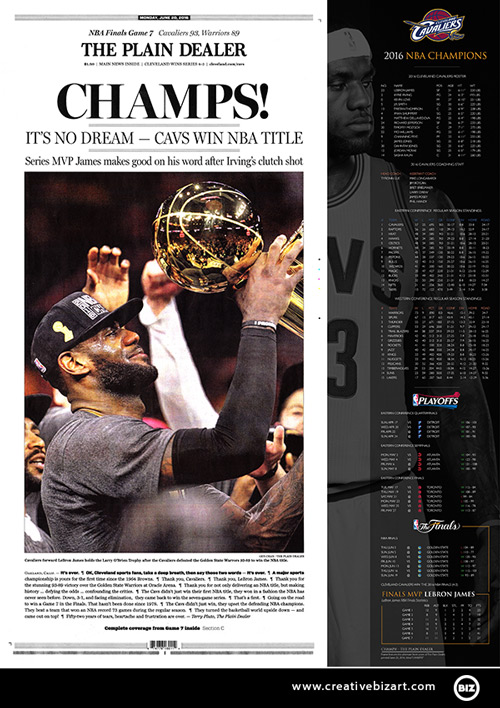 Cleveland Cavaliers Plain Dealer CHAMPS Frame
