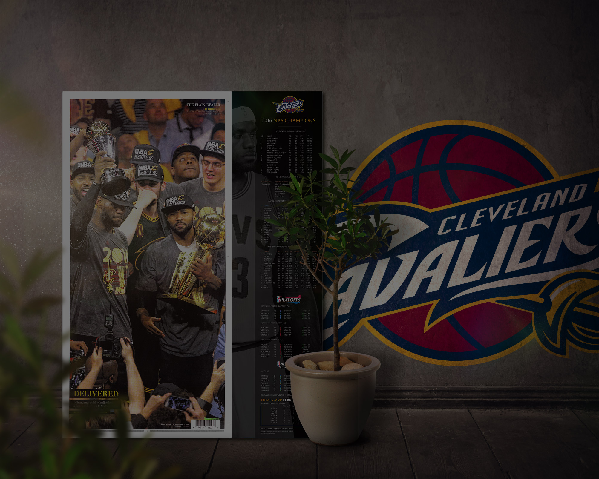 Glass Wall Frame Art, Cleveland Cavaliers 2016 NBA Champions AT